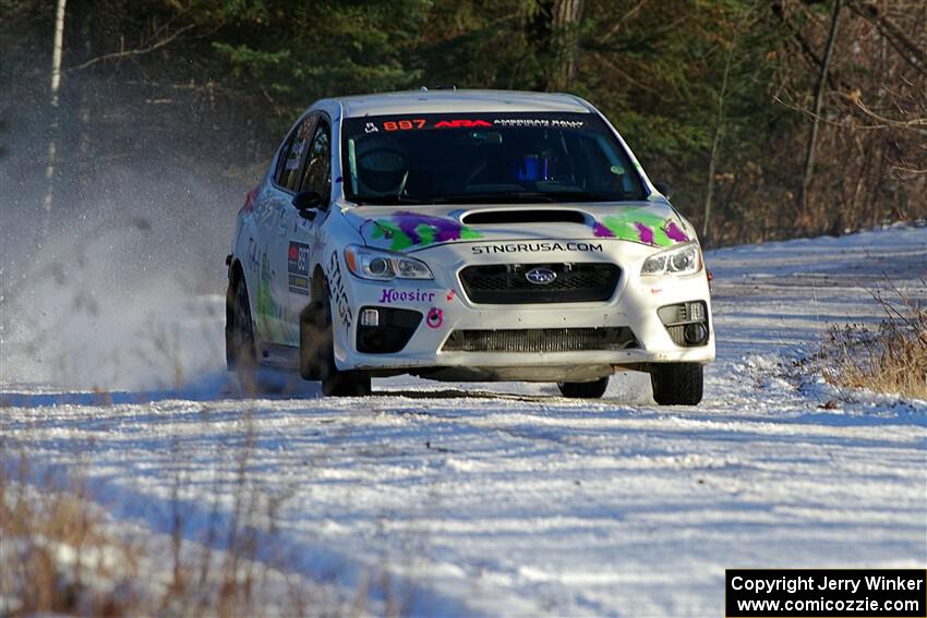 Jamey Randall / Andrew Rausch Subaru WRX on SS2, Nemadji Trail West.