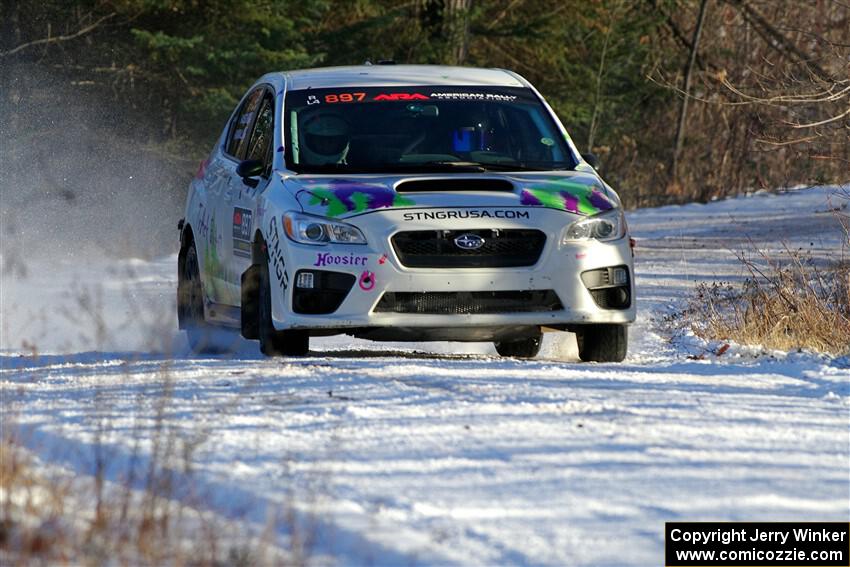 Jamey Randall / Andrew Rausch Subaru WRX on SS2, Nemadji Trail West.