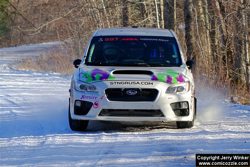 Jamey Randall / Andrew Rausch Subaru WRX on SS2, Nemadji Trail West.