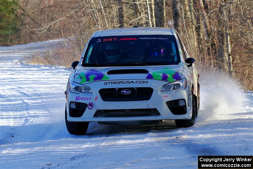 Jamey Randall / Andrew Rausch Subaru WRX on SS2, Nemadji Trail West.