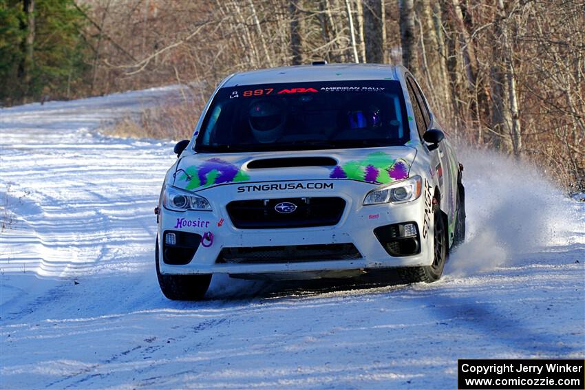 Jamey Randall / Andrew Rausch Subaru WRX on SS2, Nemadji Trail West.