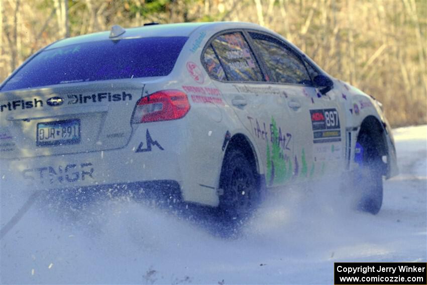 Jamey Randall / Andrew Rausch Subaru WRX on SS2, Nemadji Trail West.