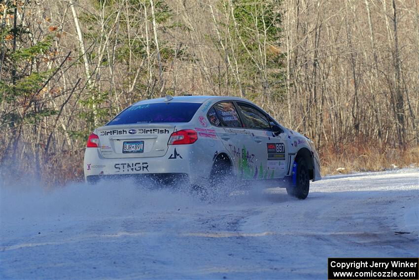 Jamey Randall / Andrew Rausch Subaru WRX on SS2, Nemadji Trail West.