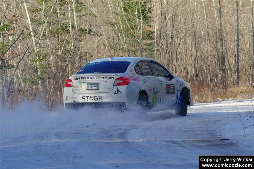 Jamey Randall / Andrew Rausch Subaru WRX on SS2, Nemadji Trail West.