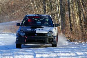 Peter Farrow / Jackson Sedivy Subaru WRX on SS2, Nemadji Trail West.