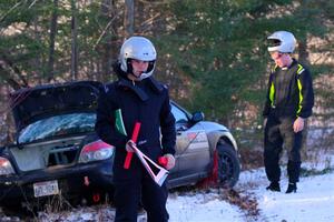 Jonah Becken / Peyton Reece Subaru Impreza 2.5i DNF'ed on SS2, Nemadji Trail West, after crashing into a tree.