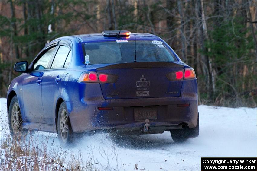 The '0' car, a Mitshibishi Lancer GTS, on SS3, Eastbound Again.