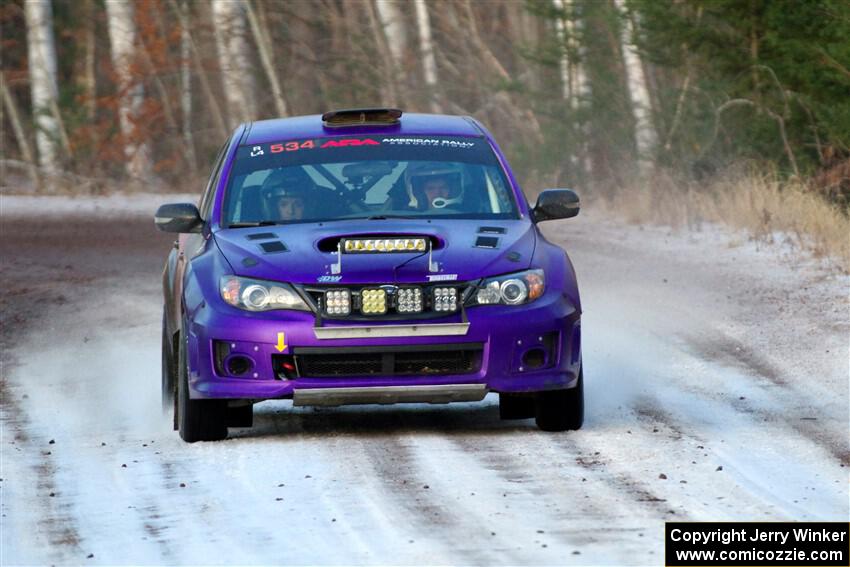 Silas Himes / Aleut Hatfield Subaru WRX STi on SS3, Eastbound Again.