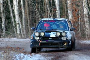 Peter Farrow / Jackson Sedivy Subaru WRX on SS3, Eastbound Again.