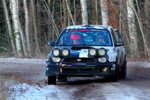 Peter Farrow / Jackson Sedivy Subaru WRX on SS3, Eastbound Again.