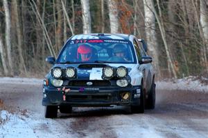 Peter Farrow / Jackson Sedivy Subaru WRX on SS3, Eastbound Again.