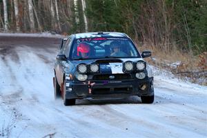 Peter Farrow / Jackson Sedivy Subaru WRX on SS3, Eastbound Again.