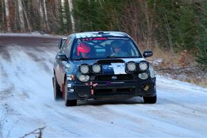 Peter Farrow / Jackson Sedivy Subaru WRX on SS3, Eastbound Again.