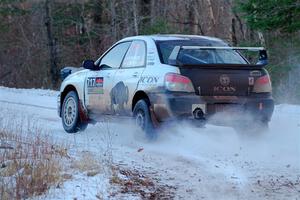 Peter Farrow / Jackson Sedivy Subaru WRX on SS3, Eastbound Again.