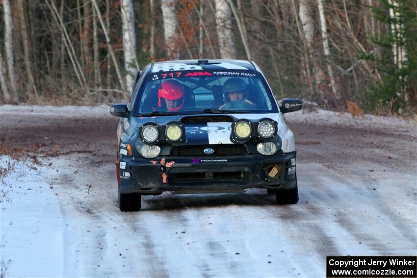 Peter Farrow / Jackson Sedivy Subaru WRX on SS3, Eastbound Again.