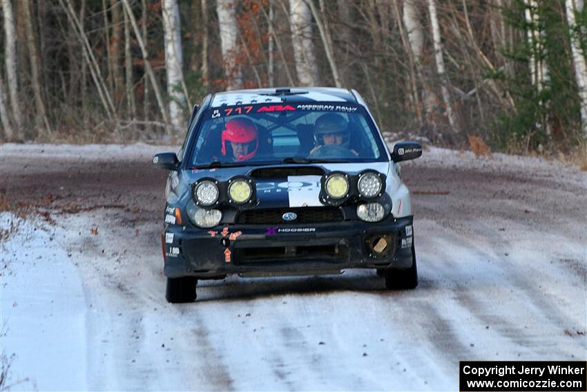 Peter Farrow / Jackson Sedivy Subaru WRX on SS3, Eastbound Again.