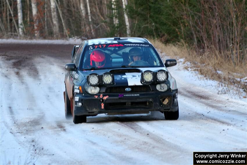 Peter Farrow / Jackson Sedivy Subaru WRX on SS3, Eastbound Again.