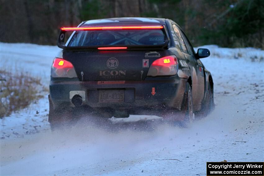 Peter Farrow / Jackson Sedivy Subaru WRX on SS3, Eastbound Again.