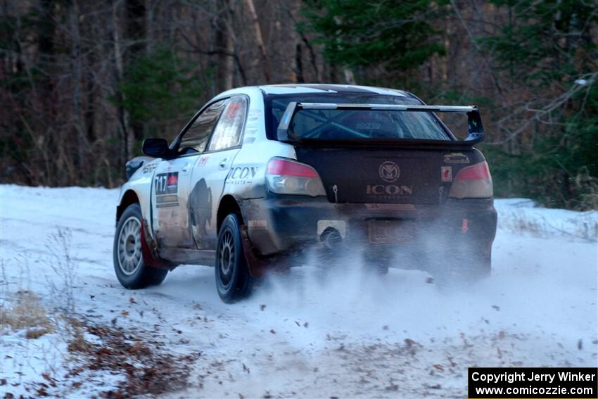 Peter Farrow / Jackson Sedivy Subaru WRX on SS3, Eastbound Again.