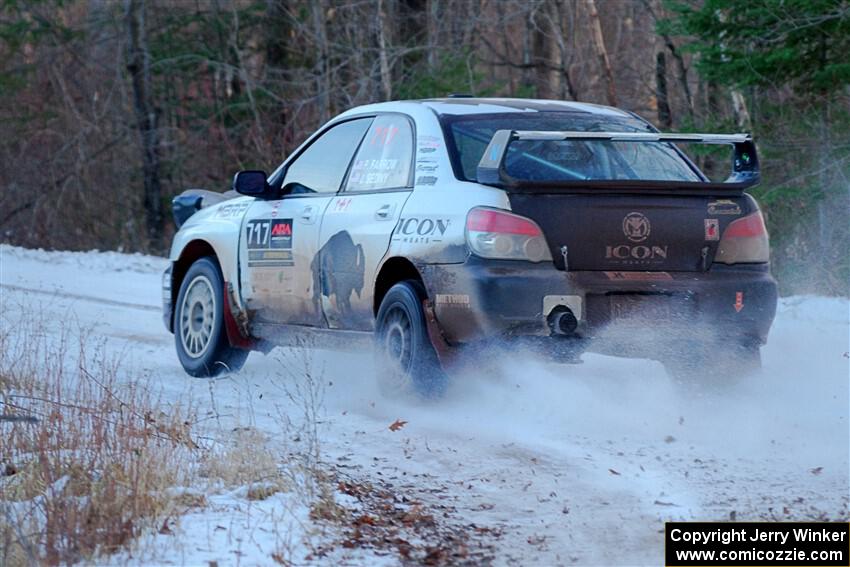 Peter Farrow / Jackson Sedivy Subaru WRX on SS3, Eastbound Again.