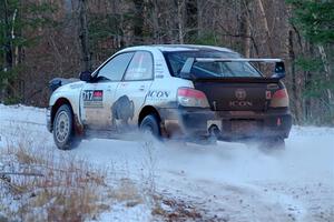 Peter Farrow / Jackson Sedivy Subaru WRX on SS3, Eastbound Again.