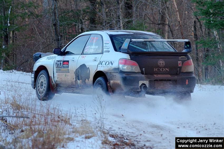 Peter Farrow / Jackson Sedivy Subaru WRX on SS3, Eastbound Again.