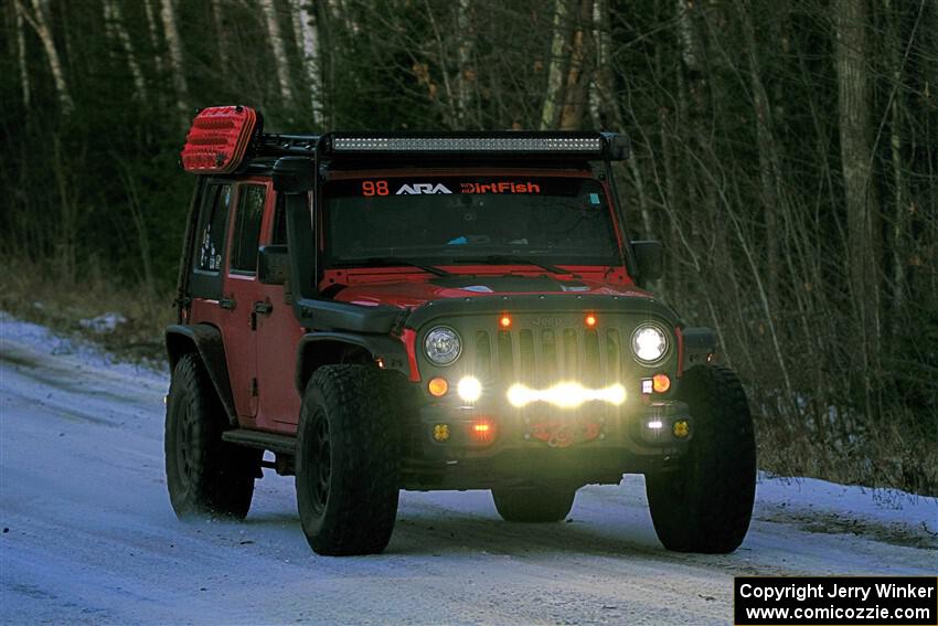 A Jeep Wrangler sweeps SS3, Eastbound Again.