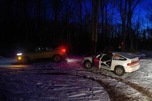 Peyton Goldenstein / Brent Lucio Honda CRX Si is pulled off course by John Ruschmeyer.