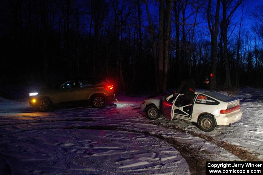 Peyton Goldenstein / Brent Lucio Honda CRX Si is pulled off course by John Ruschmeyer.