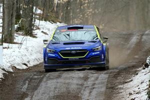 Travis Pastrana / Rhianon Gelsomino Subaru WRX ARA24 on SS11, Old State-Huff II.