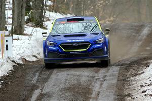 Travis Pastrana / Rhianon Gelsomino Subaru WRX ARA24 on SS11, Old State-Huff II.