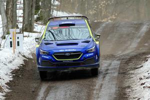 Travis Pastrana / Rhianon Gelsomino Subaru WRX ARA24 on SS11, Old State-Huff II.