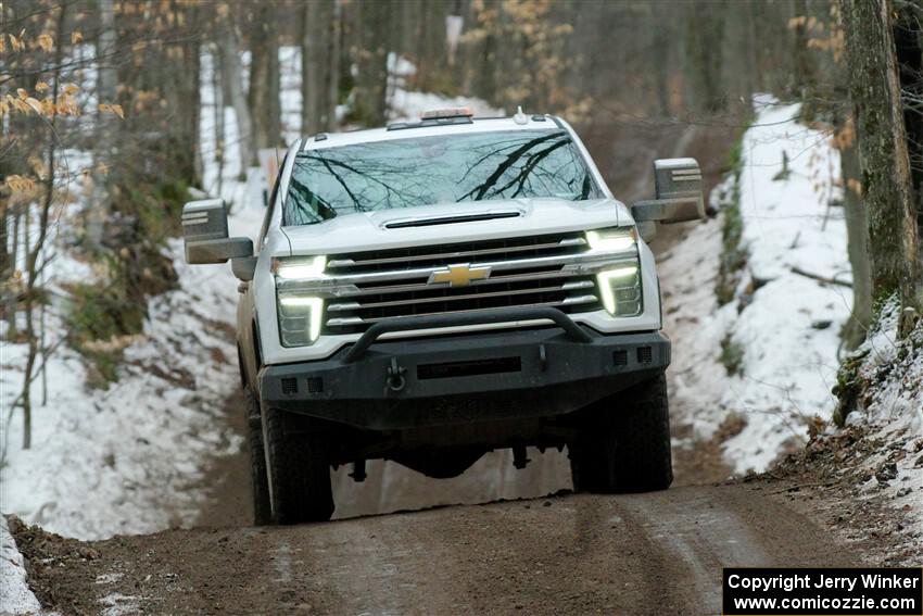 A Chevy Silverado pickup sweeps SS11, Old State-Huff II.