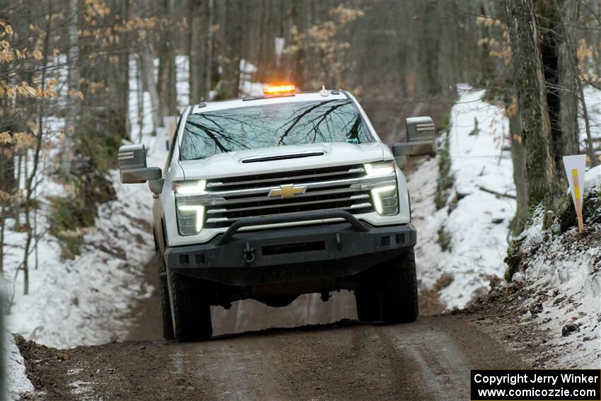 A Chevy Silverado pickup sweeps SS11, Old State-Huff II.