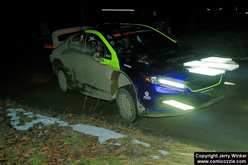 Travis Pastrana / Rhianon Gelsomino Subaru WRX ARA24 on SS14, Thunder River.