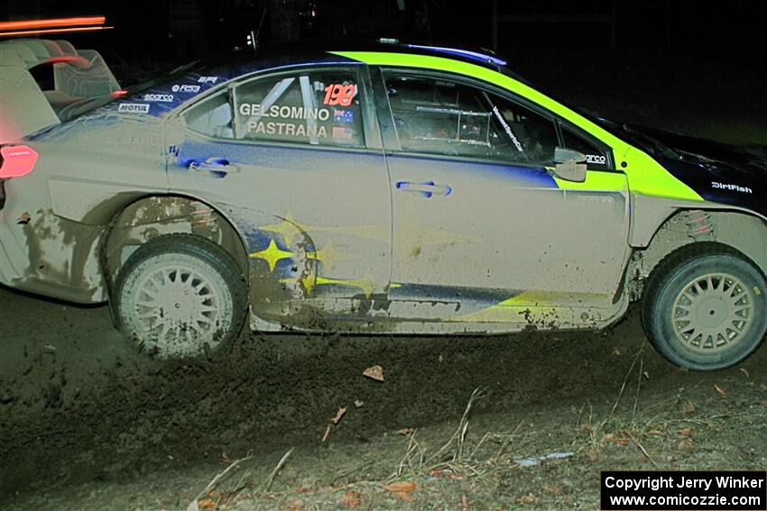 Travis Pastrana / Rhianon Gelsomino Subaru WRX ARA24 on SS14, Thunder River.