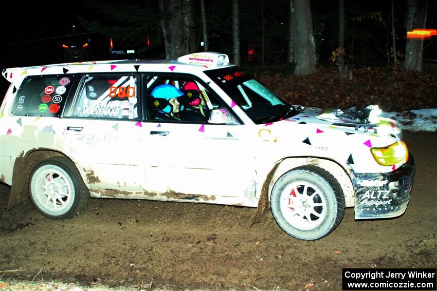 Tayler Hoevenaar / Steven Stewart Subaru Forester on SS14, Thunder River.