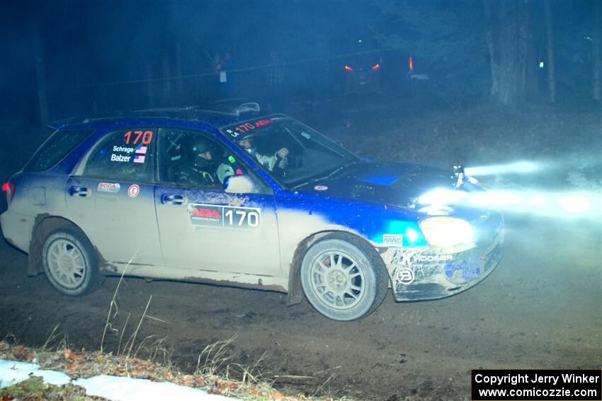 Nick Balzer / Jon Schrage Subaru WRX Wagon on SS14, Thunder River.