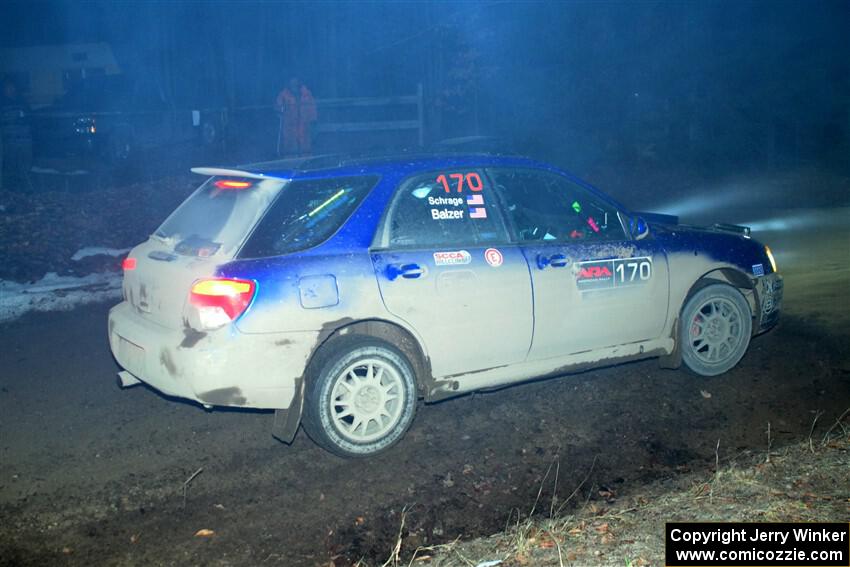 Nick Balzer / Jon Schrage Subaru WRX Wagon on SS14, Thunder River.