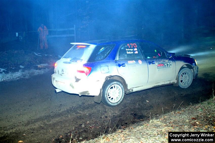 Nick Balzer / Jon Schrage Subaru WRX Wagon on SS14, Thunder River.