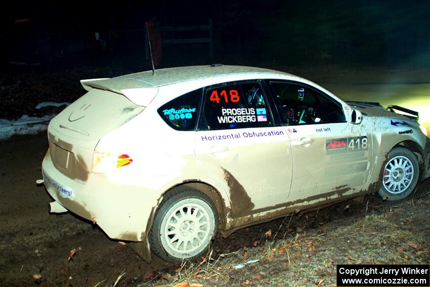 Tim Wickberg / Bryce Proseus Subaru WRX STi on SS14, Thunder River.