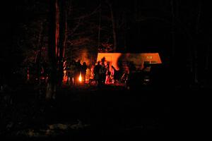 A small crowd of spectators on SS14, Thunder River.