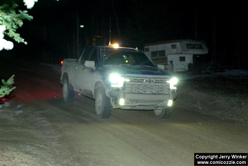 A Chevy Silverado pickup sweeps SS14, Thunder River.