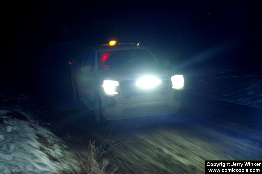 A GMC Sierra pickup sweeps SS15, Camp 30-East Branch II.