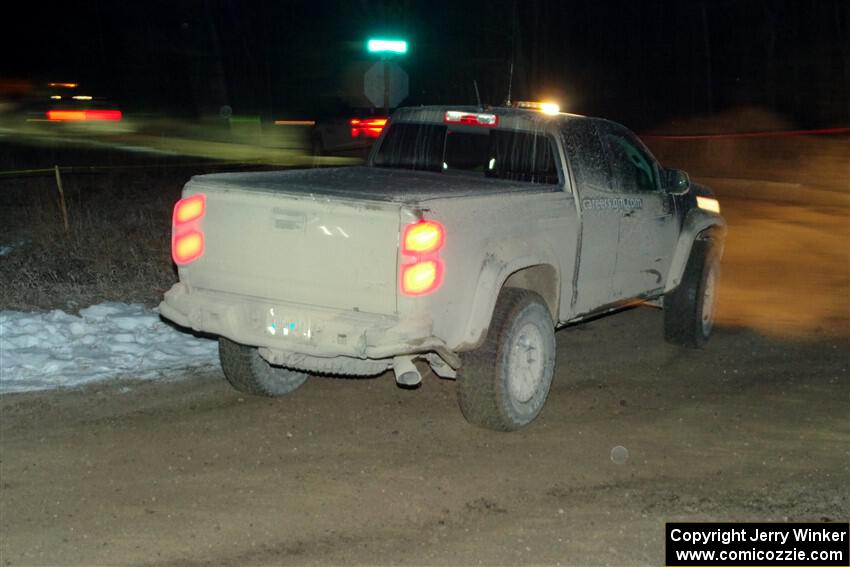 A Chevy Colorado pickup sweeps SS15, Camp 30-East Branch II.