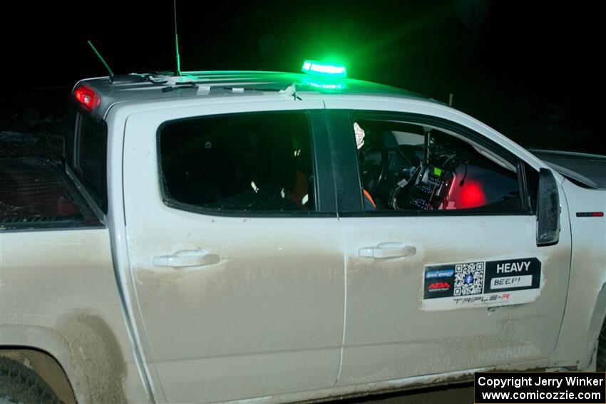 A Chevy Colorado pickup sweeps SS15, Camp 30-East Branch II.