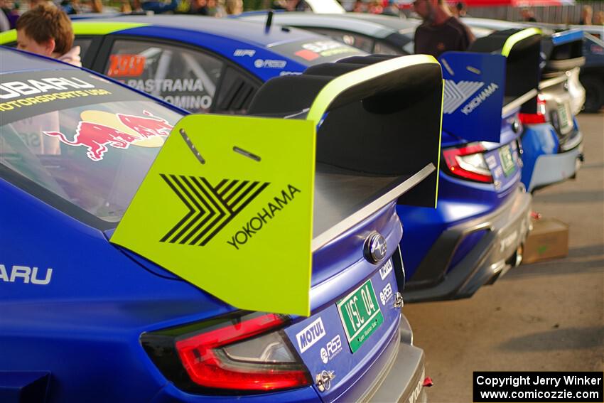 Brandon Semenuk / Keaton Williams and Travis Pastrana / Rhianon Gelsomino Subaru WRX ARA24s at parc expose.