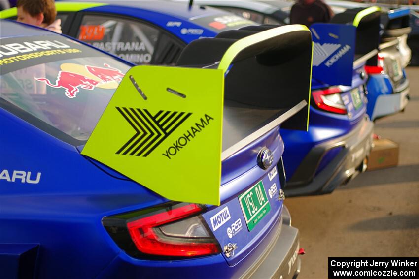 Brandon Semenuk / Keaton Williams and Travis Pastrana / Rhianon Gelsomino Subaru WRX ARA24s at parc expose.