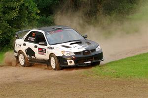 John Farrow / Michael Farrow Subaru WRX on SS1, Soo Pass.