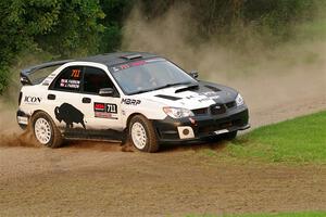 John Farrow / Michael Farrow Subaru WRX on SS1, Soo Pass.